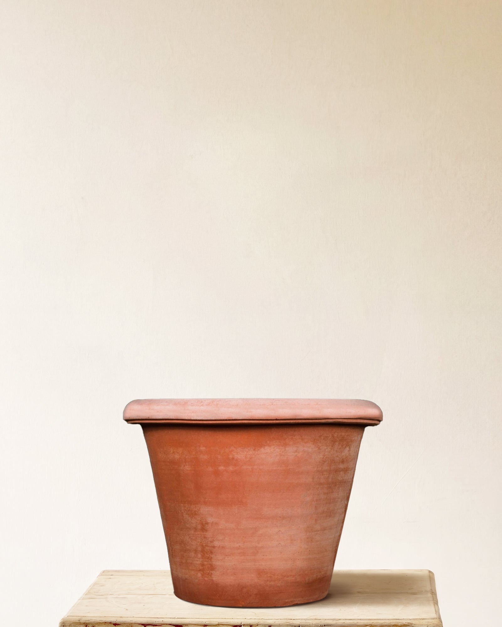 Italian terracotta conical planter, plain form, made in Impruneta, 22" x 20"
