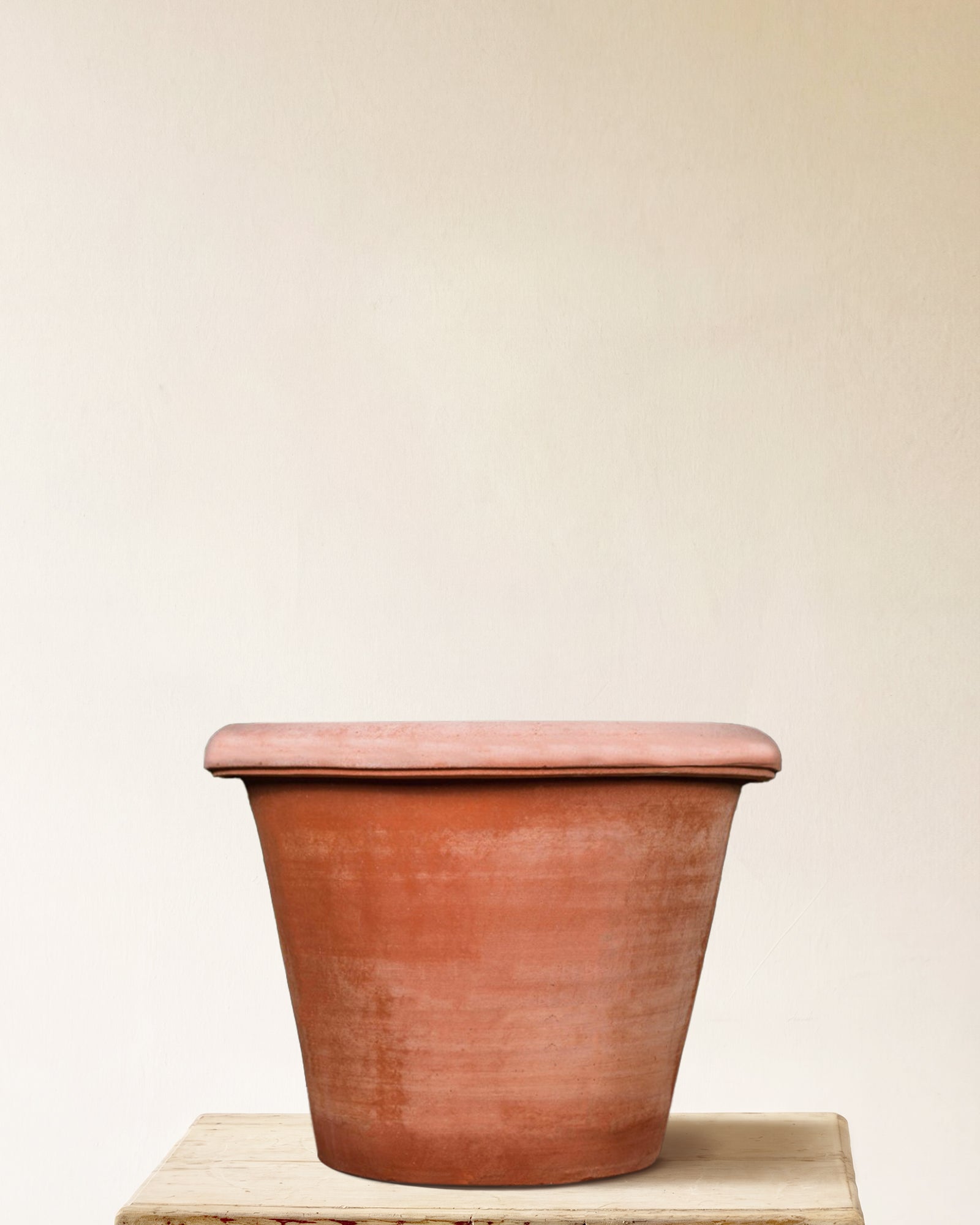 Italian terracotta conical planter, plain form, made in Impruneta, 28" x 26"