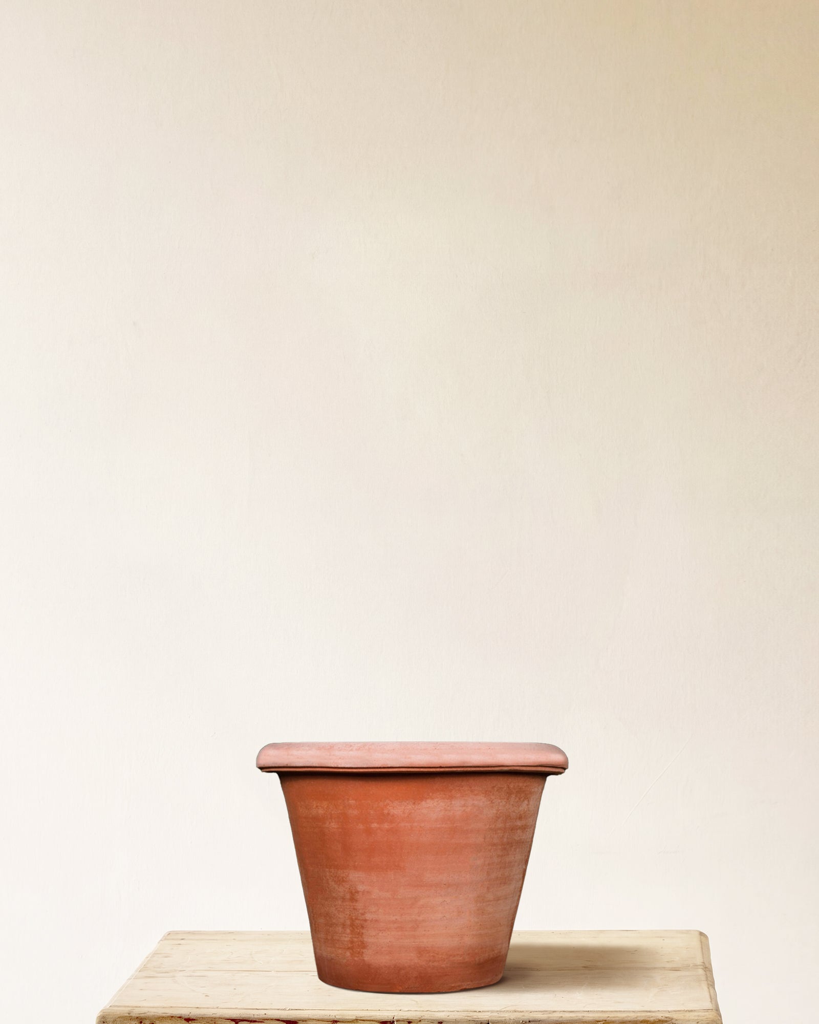 Italian terracotta conical planter, plain form, made in Impruneta, 16" x 15"