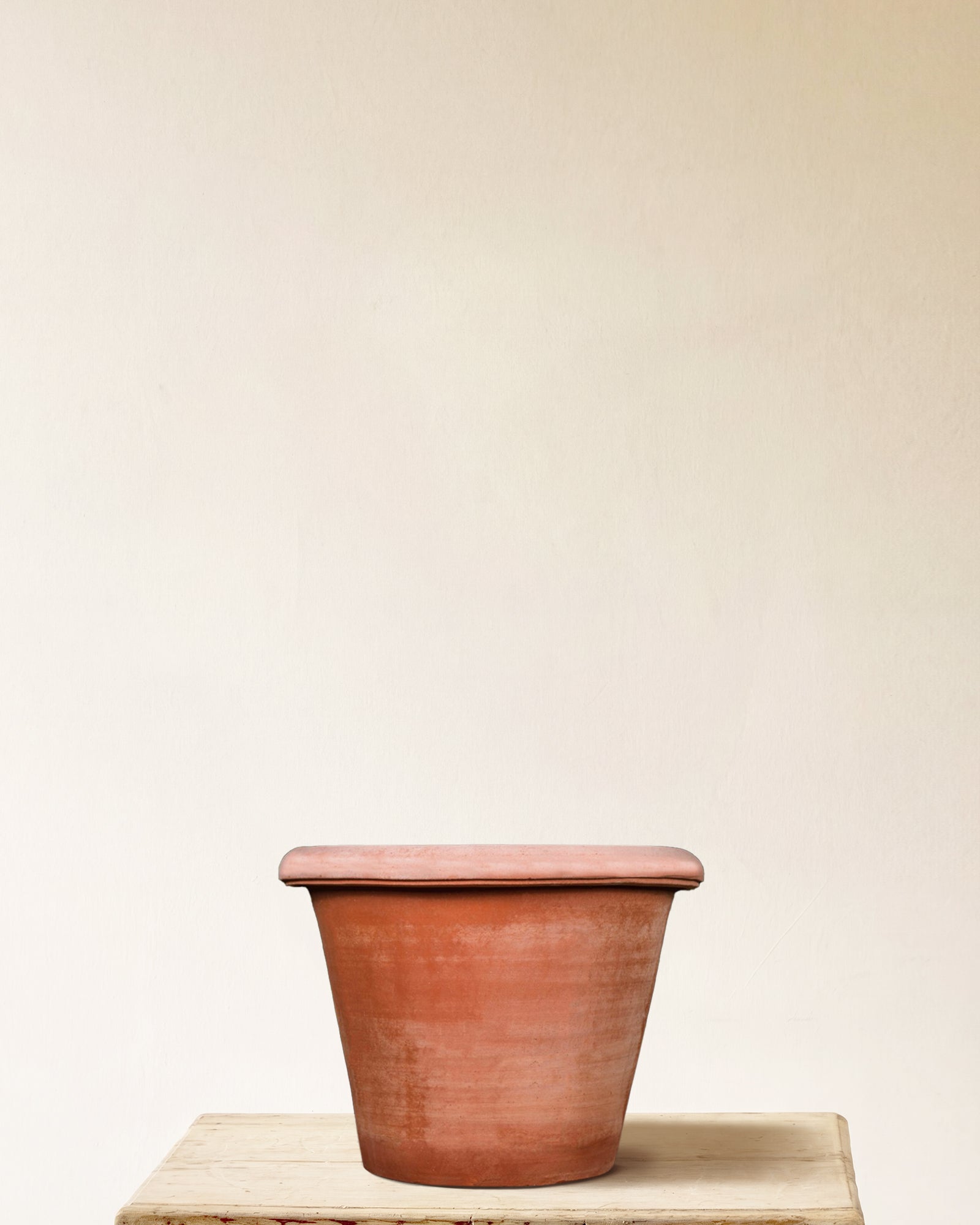 Italian terracotta conical planter, plain form, made in Impruneta, 18" x 17"