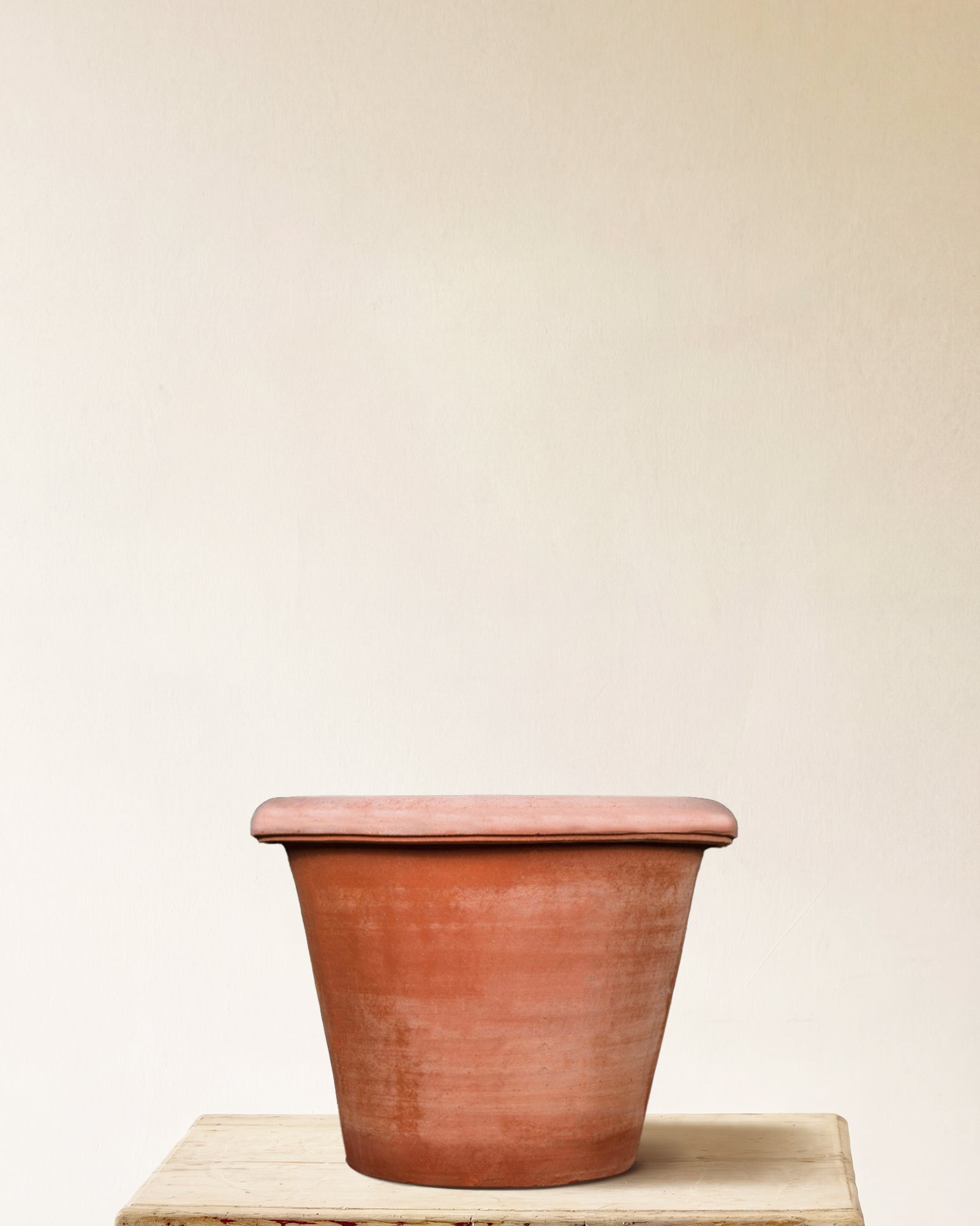 Italian terracotta conical planter, plain form, made in Impruneta, 20" x 18"