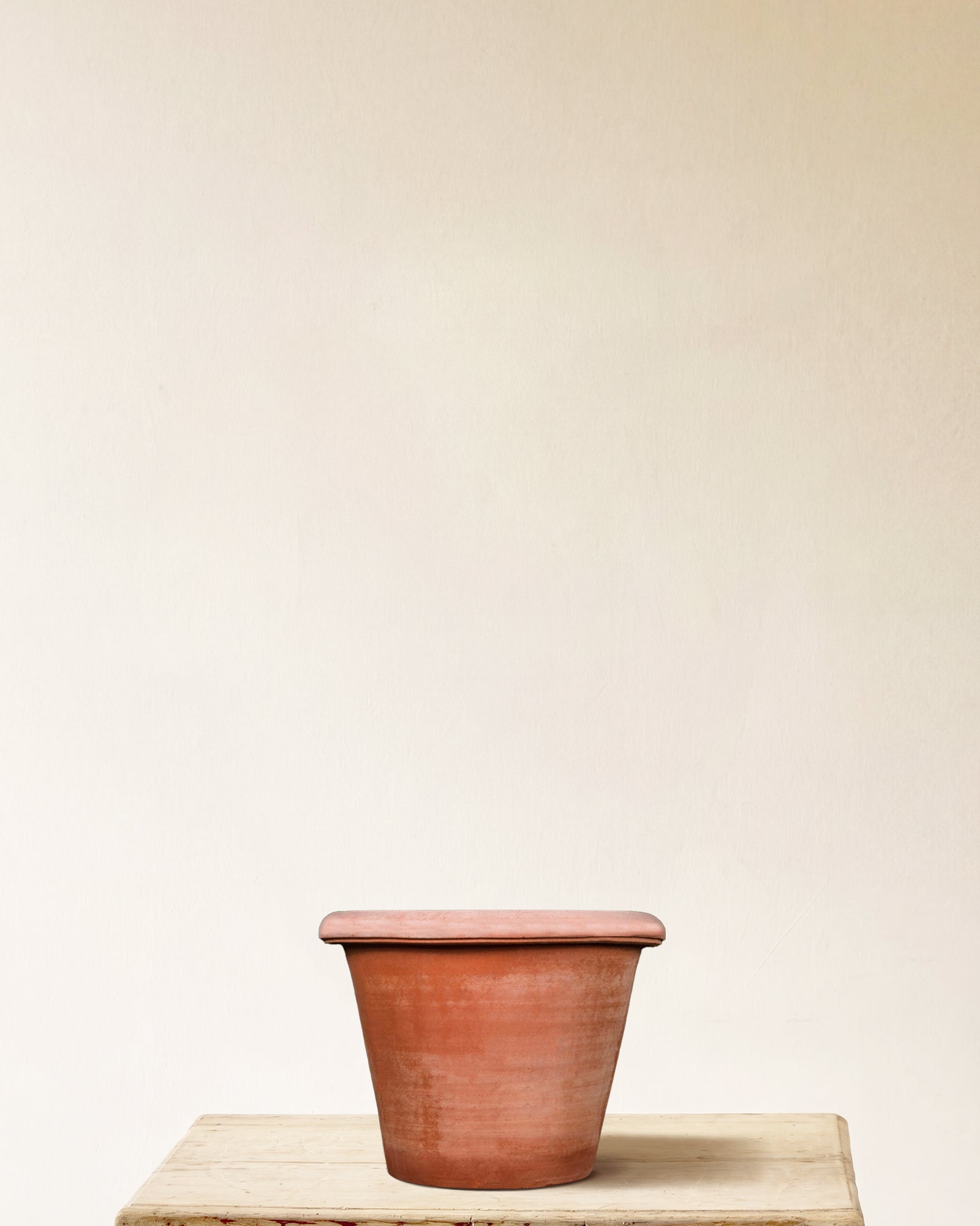 Italian terracotta conical planter, plain form, made in Impruneta, 14" x 13"